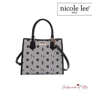 Nicole Lee USA Gracie Structured Vegan Leather 3 Compartments Tote Bag | Black
